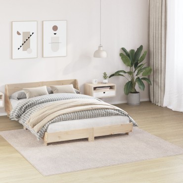 vidaXL Αντιολισθητικό Σαγκί Χαλάκι Κρεμ 200x200cm PP