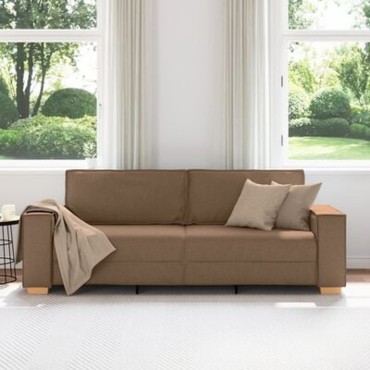 vidaXL Τριθέσιος Καναπές Καφέ Υφασμάτινος 220x78x84 cm