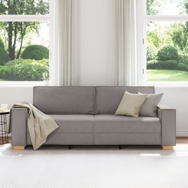 vidaXL Τριθέσιος Καναπές Ύφασμα, Μπεζ 220x78x84 cm