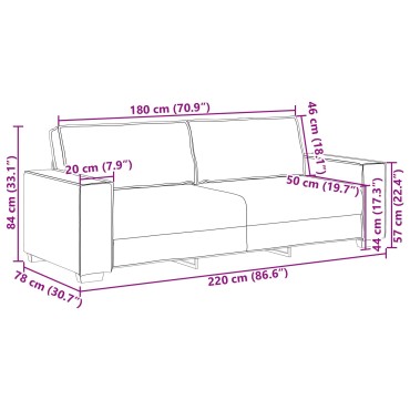 vidaXL Τριθέσιος Καναπές Ύφασμα, Μπεζ 220x78x84 cm