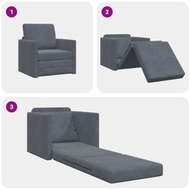 vidaXL Κρεβάτι καναπές Σκούρο Γκρι 74x77x81cm Βελούδο