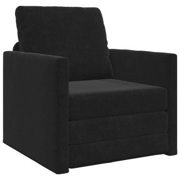 vidaXL Καναπές Κρεβάτι 2 σε 1 Μαύρος 74x77x81cm Βελούδο 1 τεμ. Γωνιακός