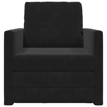 vidaXL Καναπές Κρεβάτι 2 σε 1 Μαύρος 74x77x81cm Βελούδο 1 τεμ. Γωνιακός