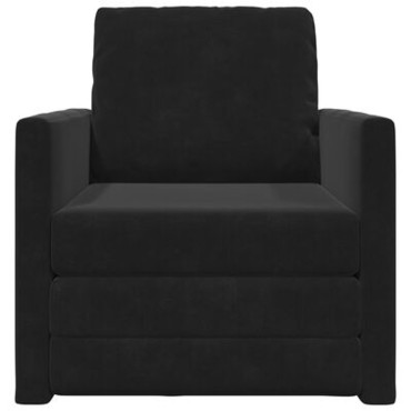 vidaXL Καναπές Κρεβάτι 2 σε 1 Μαύρος 74x77x81cm Βελούδο 1 τεμ. Γωνιακός
