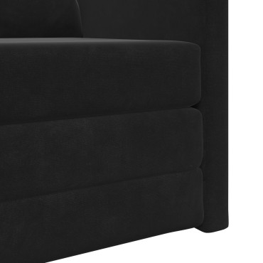 vidaXL Καναπές Κρεβάτι 2 σε 1 Μαύρος 74x77x81cm Βελούδο 1 τεμ. Γωνιακός
