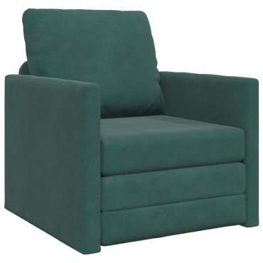 vidaXL Καναπές-Κρεβάτι 2 σε 1 Σκούρο Πράσινο 74x77x81cm Βελούδο 1 τεμ. Γωνιακός
