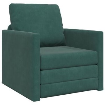vidaXL Καναπές-Κρεβάτι 2 σε 1 Σκούρο Πράσινο 74x77x81cm Βελούδο 1 τεμ. Γωνιακός