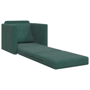 vidaXL Καναπές-Κρεβάτι 2 σε 1 Σκούρο Πράσινο 74x77x81cm Βελούδο 1 τεμ. Γωνιακός