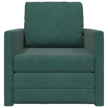 vidaXL Καναπές-Κρεβάτι 2 σε 1 Σκούρο Πράσινο 74x77x81cm Βελούδο 1 τεμ. Γωνιακός
