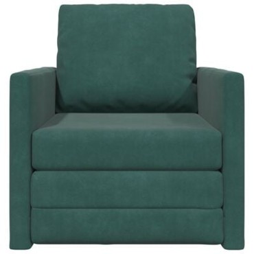 vidaXL Καναπές-Κρεβάτι 2 σε 1 Σκούρο Πράσινο 74x77x81cm Βελούδο 1 τεμ. Γωνιακός