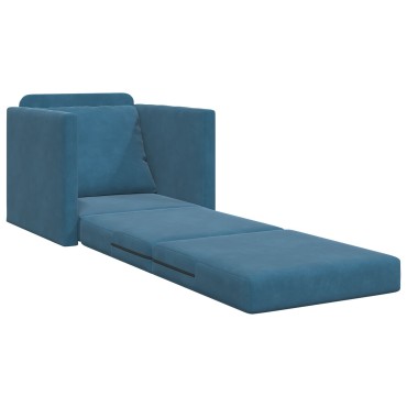 vidaXL Πολυθρόνα Καναπέ 2 σε 1 Μπλε 74x77x81cm Βελούδου 1 τεμ. Γωνιακός