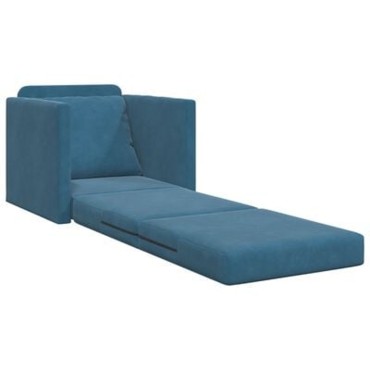 vidaXL Πολυθρόνα Καναπέ 2 σε 1 Μπλε 74x77x81cm Βελούδου 1 τεμ. Γωνιακός