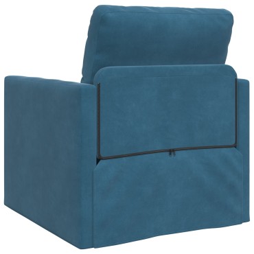 vidaXL Πολυθρόνα Καναπέ 2 σε 1 Μπλε 74x77x81cm Βελούδου 1 τεμ. Γωνιακός
