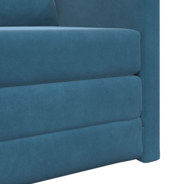vidaXL Πολυθρόνα Καναπέ 2 σε 1 Μπλε 74x77x81cm Βελούδου 1 τεμ. Γωνιακός