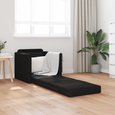 vidaXL Καναπές Δαπέδου 2-σε-1 Μαύρος 74x77x81cm Ύφασμα
