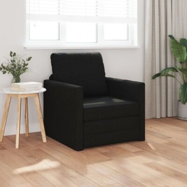 vidaXL Καναπές Δαπέδου 2-σε-1 Μαύρος 74x77x81cm Ύφασμα