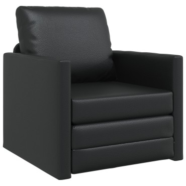 vidaXL Πολυθρόνα-Καναπές 2 σε 1 Μαύρη 74x77x81cm από Τεχνητό Δέρμα 1 τεμ. Γωνιακός