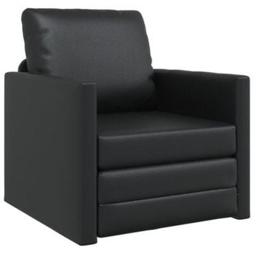 vidaXL Πολυθρόνα-Καναπές 2 σε 1 Μαύρη 74x77x81cm από Τεχνητό Δέρμα 1 τεμ. Γωνιακός