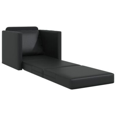 vidaXL Πολυθρόνα-Καναπές 2 σε 1 Μαύρη 74x77x81cm από Τεχνητό Δέρμα 1 τεμ. Γωνιακός