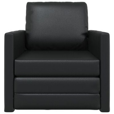 vidaXL Πολυθρόνα-Καναπές 2 σε 1 Μαύρη 74x77x81cm από Τεχνητό Δέρμα 1 τεμ. Γωνιακός