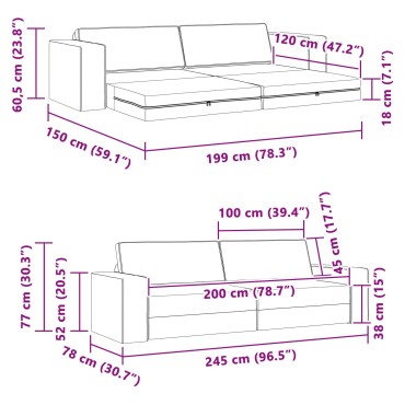 vidaXL Κρεβάτι καναπές Σκούρο Γκρι 245x78x77cm ύφασμα