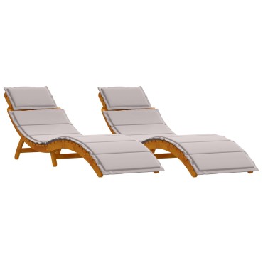 vidaXL Ξαπλώστρα 2 τεμ. Στερεό Ξύλο Ακακίας Taupe 55x184x64cm