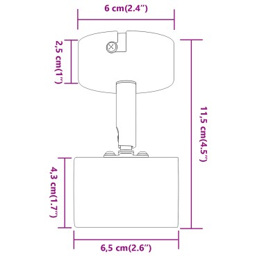 vidaXL Σποτ οροφής με προβολείς Λευκό 6,5 x 6 x 11,5 εκ Μέταλλο