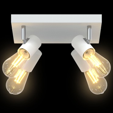 vidaXL Ceiling Spotlight 4 Way Adjustable Λευκό E27