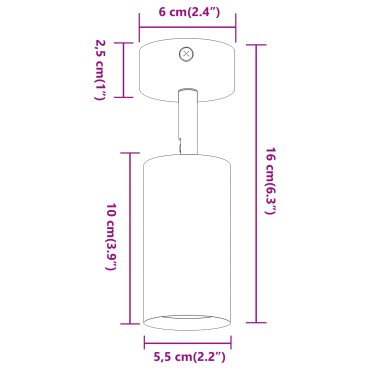 vidaXL Σποτ οροφής με προβολείς Λευκό 6 x 6 x 16 εκ. Μέταλλο