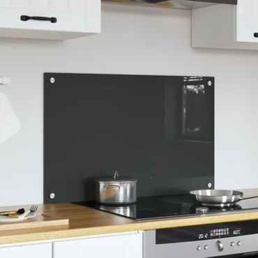 vidaXL Σκούρο Γκρι Πίνακας Κουζίνας 80x50x0.6 εκ Σκληρυμένο Γυαλί