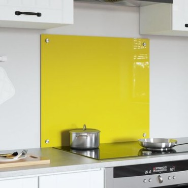 vidaXL Κουζίνα Πίσω Κάλυμμα Κίτρινο 70x60x0,6 εκ Σκληρυμένο Γυαλί