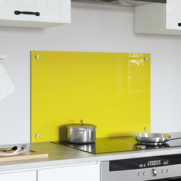 vidaXL Πίσω Τοίχος Κουζίνας Κίτρινος 80x50x0,6 εκ Σκληρωμένο Γυαλί