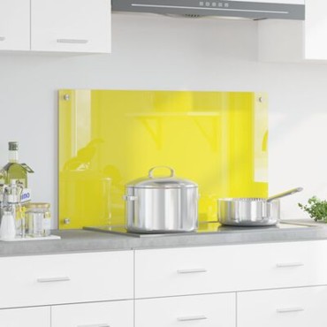 vidaXL Κουζίνα Πλακάκι Κίτρινο 90x50x0,6 εκ Σκληρυμένο Γυαλί