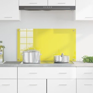 vidaXL Κουζίνα Πλακάκι Κίτρινο 90x50x0,6 εκ Σκληρυμένο Γυαλί
