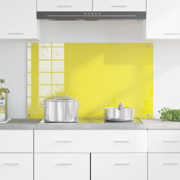 vidaXL Πλακάκι Κουζίνας Κίτρινο 100x60x0,6 εκ από Σκληρυμένο Γυαλί