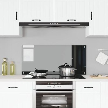 vidaXL Πλακάκι Κουζίνας Μαύρο 110x50x0,6 εκ Γυαλί Σαπουνοειδές