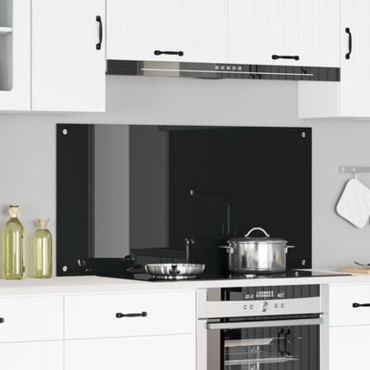vidaXL Μαύρο Πλακάκι Κουζίνας 120x60x0,6 εκ Γυαλί Ανθεκτικό