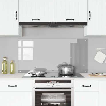vidaXL Κουζίνα Πίσω Σπαστήρ Ανοιχτό Γκρι 120x60x0,6 εκ. Θερμοκρατημένο Γυαλί