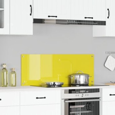 vidaXL Κουζίνα Πλάτη Κίτρινη 110x40x0,6 εκ από Γυαλί Αντισκωπής