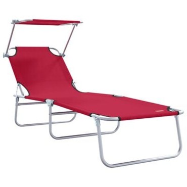 vidaXL Ξαπλώστρα 2 τεμ. Πολυεστέρας Κόκκινο 58x188x77cm