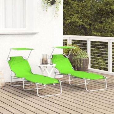 vidaXL Ξαπλώστρα 2 τεμ. Πολυεστέρας Πράσινο 58x188x77cm