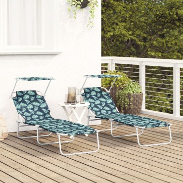 vidaXL Ξαπλώστρα 2 τεμ. Πολυεστέρας Πράσινο 58x188x77cm