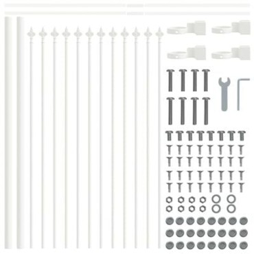vidaXL Ψηλός Λευκός Φράχτης Κήπου με Σημαία 1,7x0,6 μ Χάλυβας 170x60x5 cm