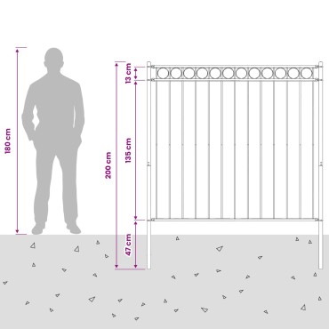 vidaXL Στοιχείο Φράχτη ASSEN 170x200cm Ατσάλι Γκρι