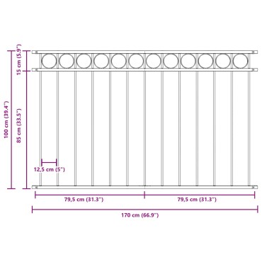 Πάνελ Φράχτη vidaXL Γκρι 1,7x1 μ Ατσάλι
