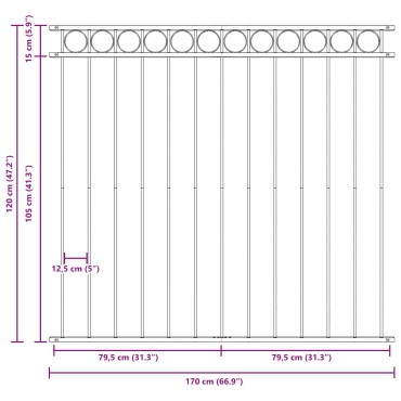Πάνελ φράχτη vidaXL Γκρίζο 1,7x1,2 μ Μέταλλο