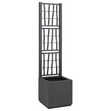 vidaXL Σκούρα Γκρι Γλάστρα Κήπου με Πλέγμα - 36x36x140 εκ
