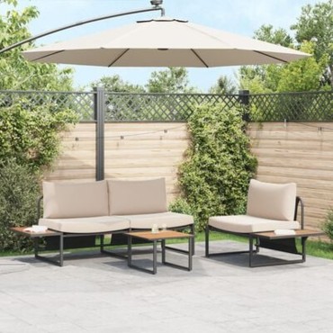 vidaXL Καφέ Τραπεζάκι Κήπου 55x55x35cm DPC και Ατσάλι