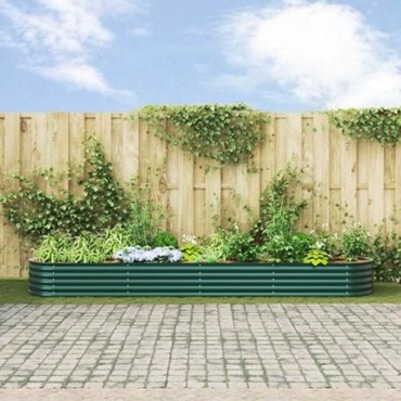 vidaXL Υψωμένο Κρεβάτι Κήπου Πράσινο 400x80x44 εκ. από Γαλβανισμένο Χάλυβα