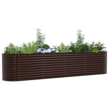 vidaXL Κήπος Ανυψωμένο Κρεβάτι Καφέ 400x80x81 εκ από Γαλβανισμένο Ατσάλι